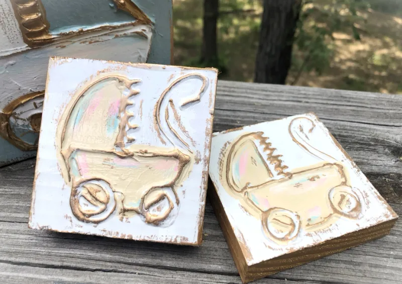 Baby Carriage  Textured Block