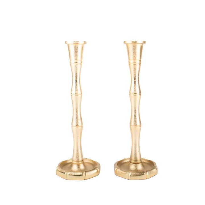 Gold Bamboo Candlestick Small