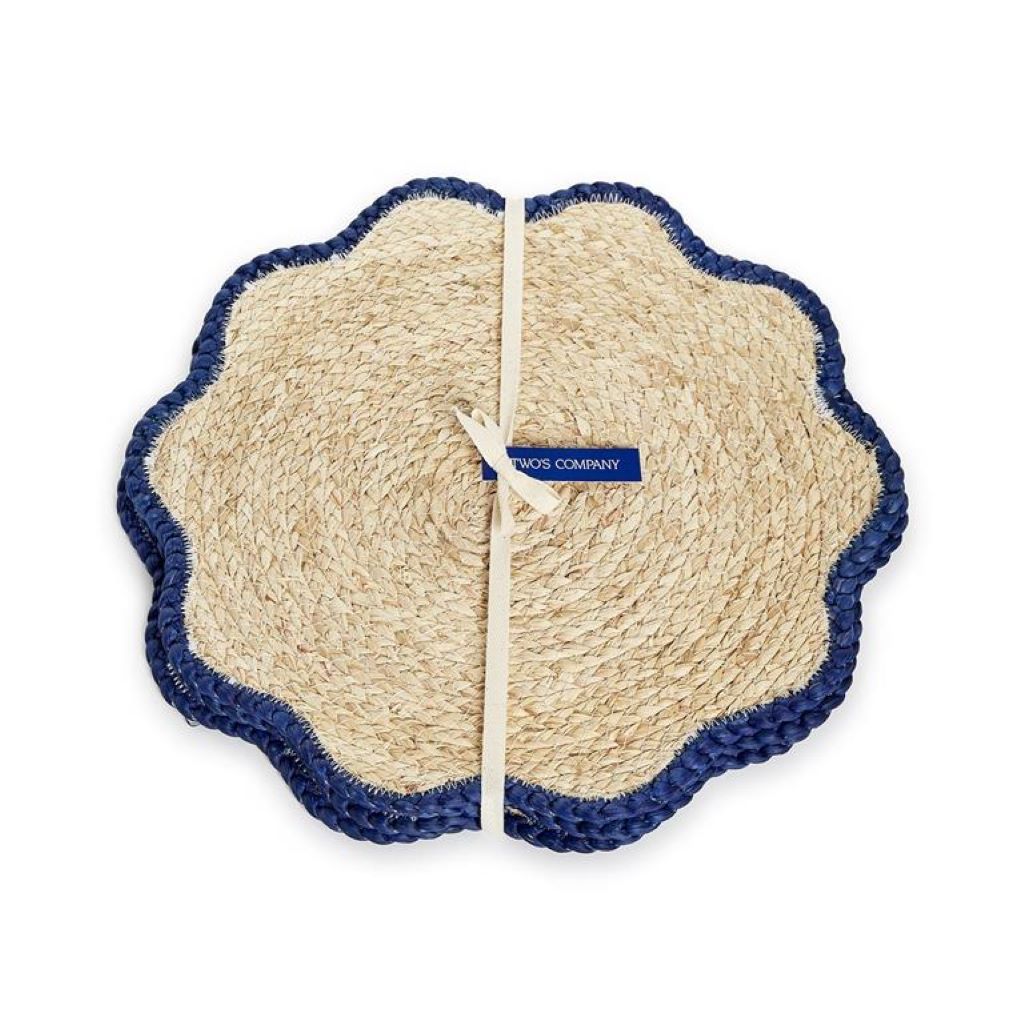 Set of 4 Handwoven Scalloped Edge Placemats - Seagrass