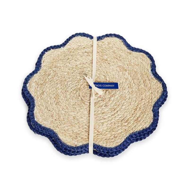 Set of 4 Handwoven Scalloped Edge Placemats - Seagrass