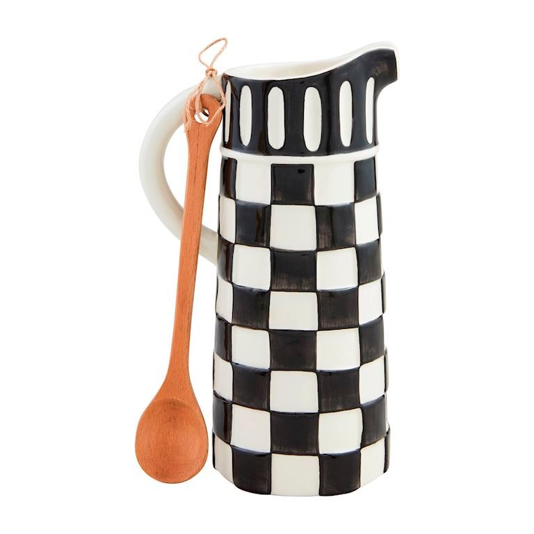 Black And White Checkered Pitcher Set