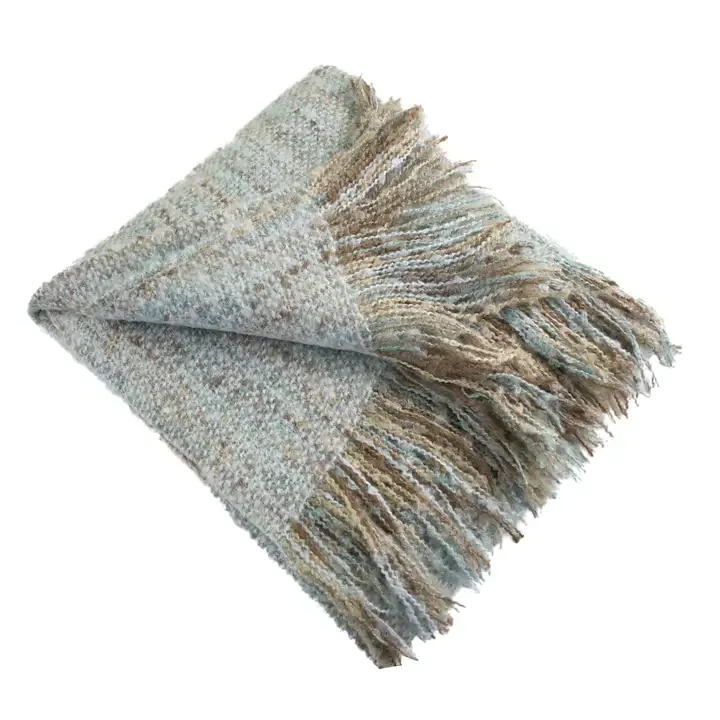 Aqua Faux Mohair Throw