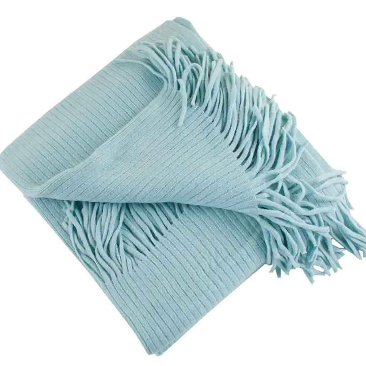 Faux Chasmere Aqua Throw