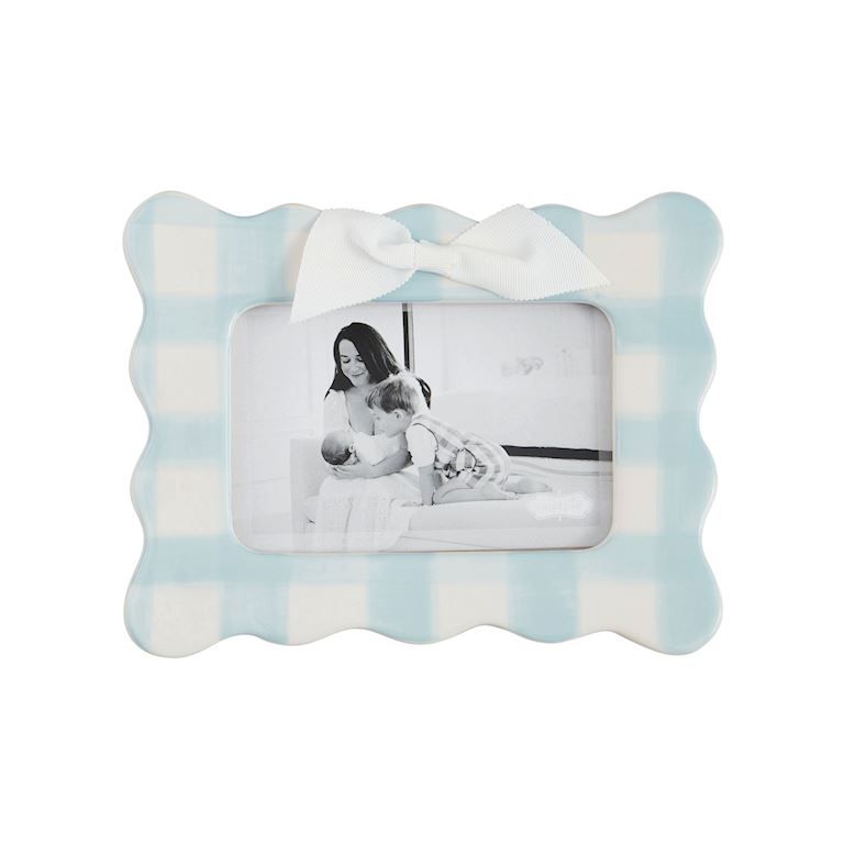 Gingham Blue Bow Frames