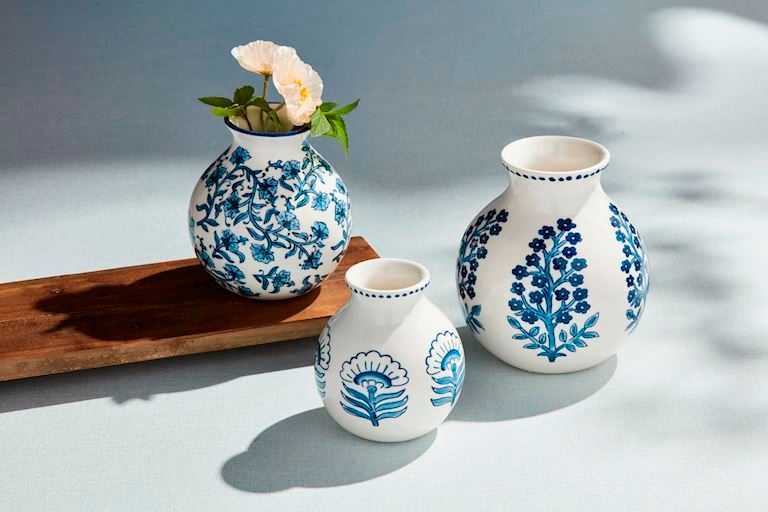 Block Print Flower Vase