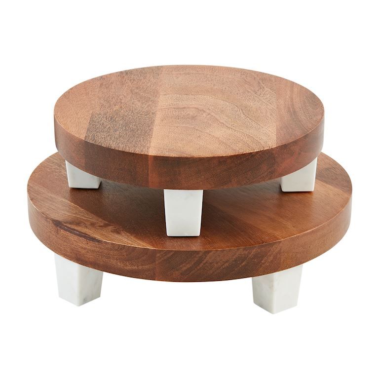 Wood Riser With Marble Feet