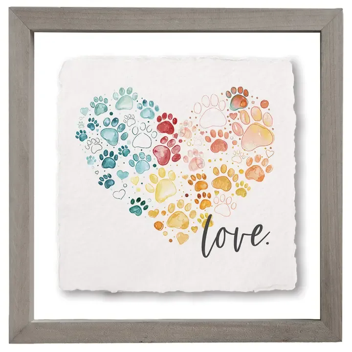 Love Pawprint Heart Floating Art