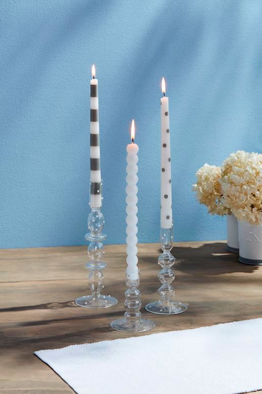 Blue And White Taper Candle