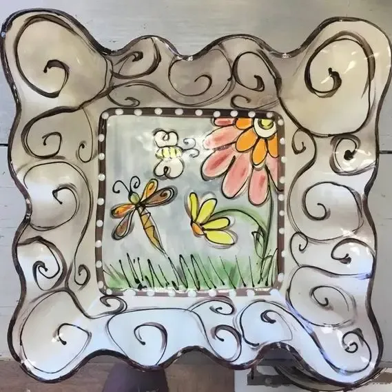Dragonfly Flower Plate