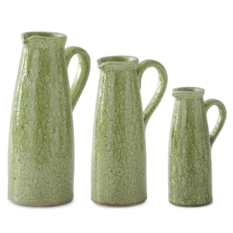 Green Ceramic Crackled Vases