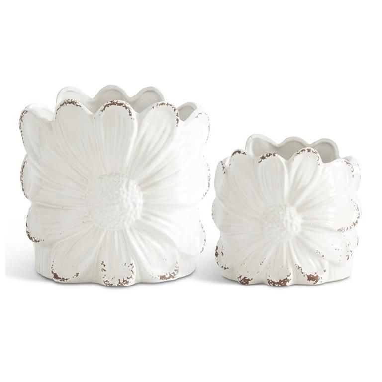 Distressed Ceramic Sunflower Pots