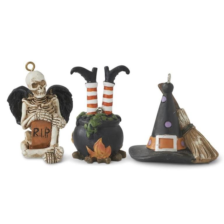 Assorted Witch and Skeleton Halloween Ornaments