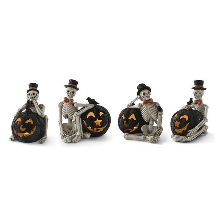 Led Skeleton With Jack O Lantern And Crow