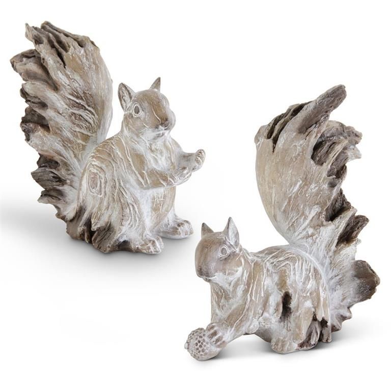 Whitewashed Resin Squirrel