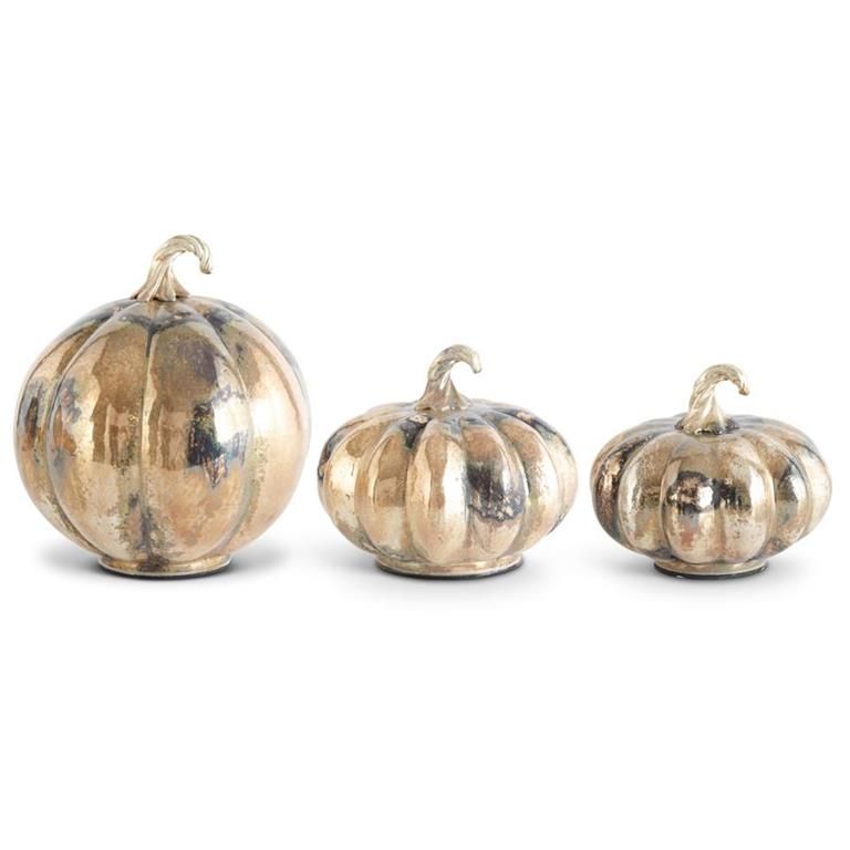 Champagne And Copper Glass Pumpkins