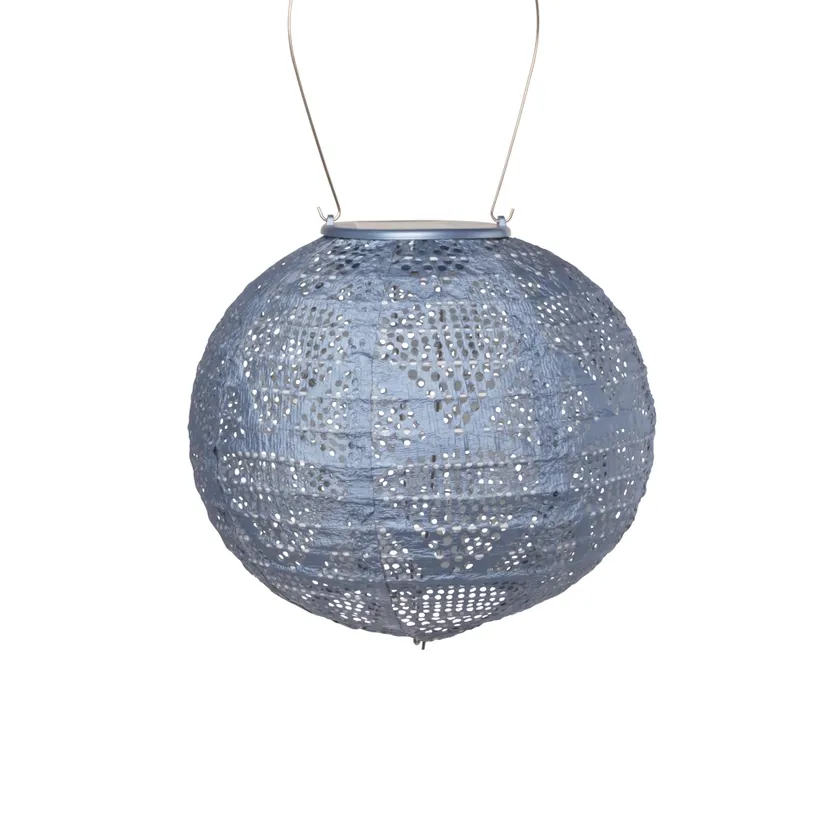 8 Inch Solar Globe Lantern Metallic Blue