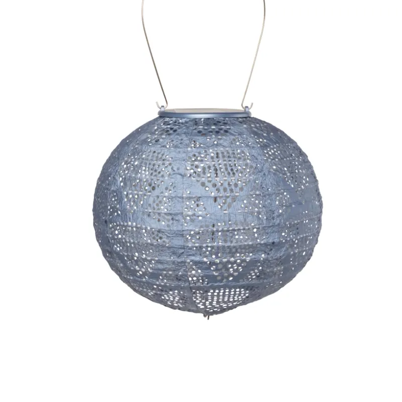 8 Inch Solar Globe Lantern Metallic Blue