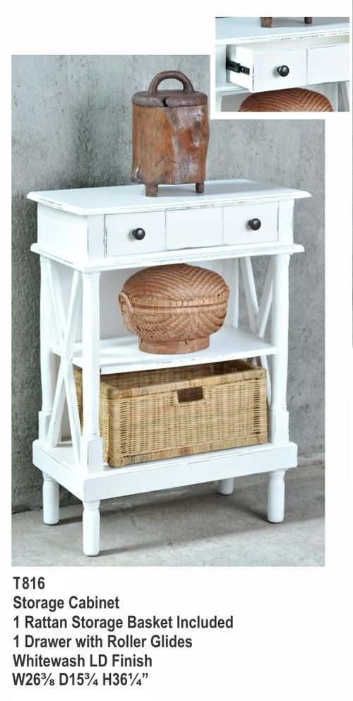 Storage Cabinet With Rattan Basket