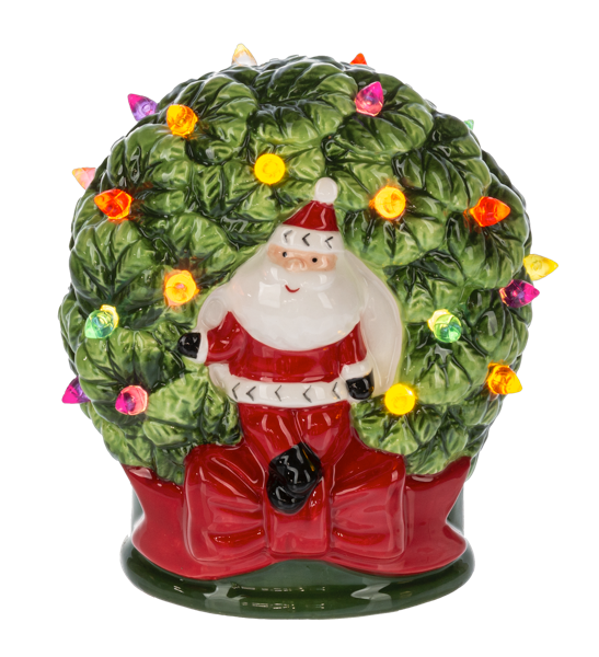 Led Light Up Santa In Wreath