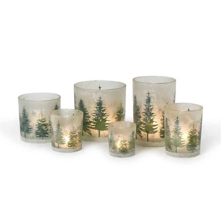 Winter Forest Frosted Candleholder