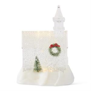 9 Inch Acrylic Water Spinning LED Church with Timer