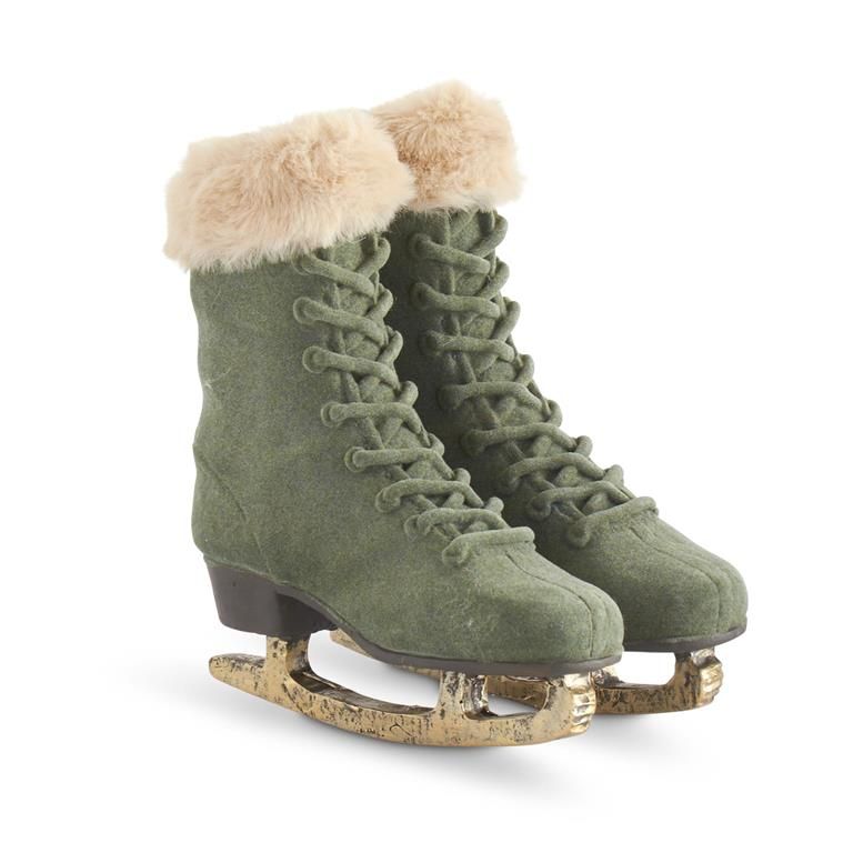 7 Inch Sage Green Velvet Ice Skates