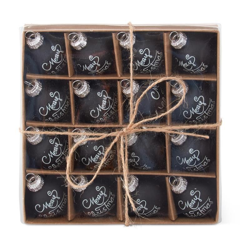 Box Of 16 One Inch Merry Christmas Ornaments