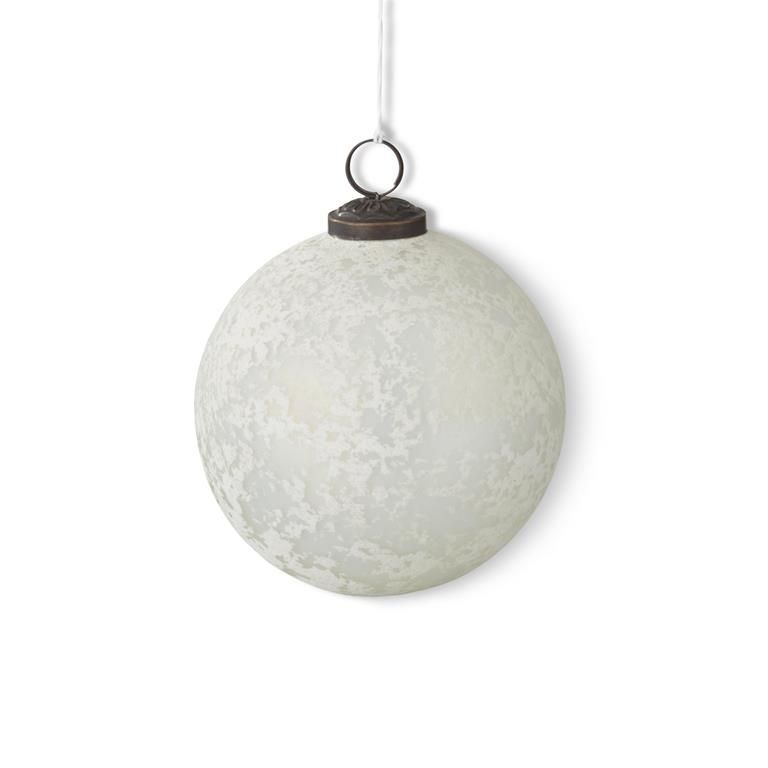 5 Inch White Frosted Glass Ornament