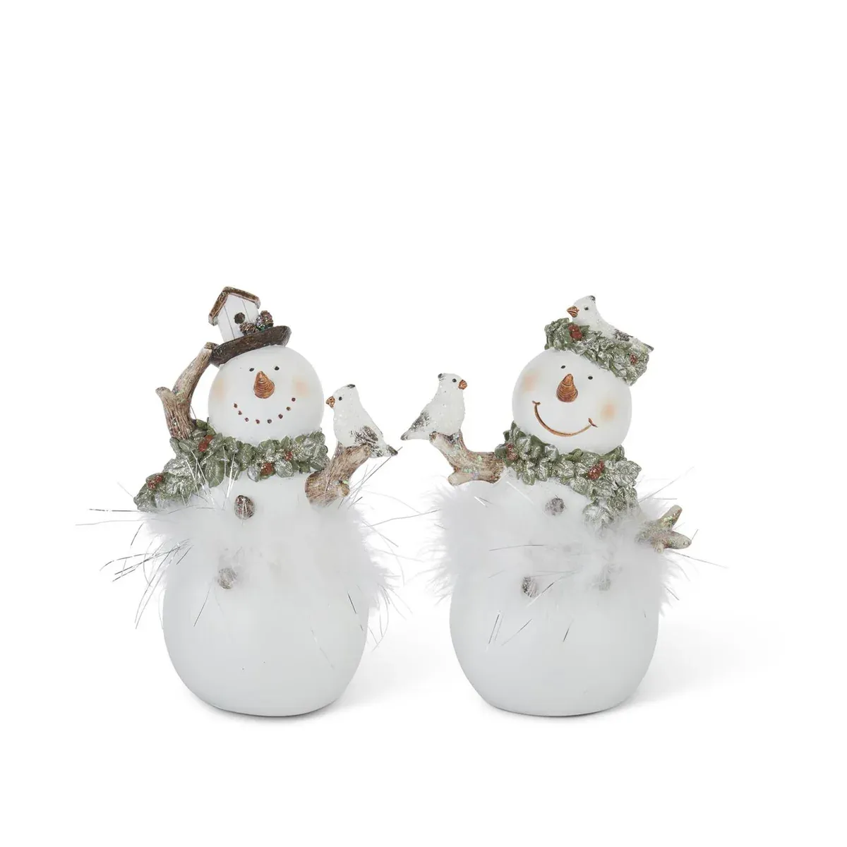 7 Inch Glittered White Snowmen
