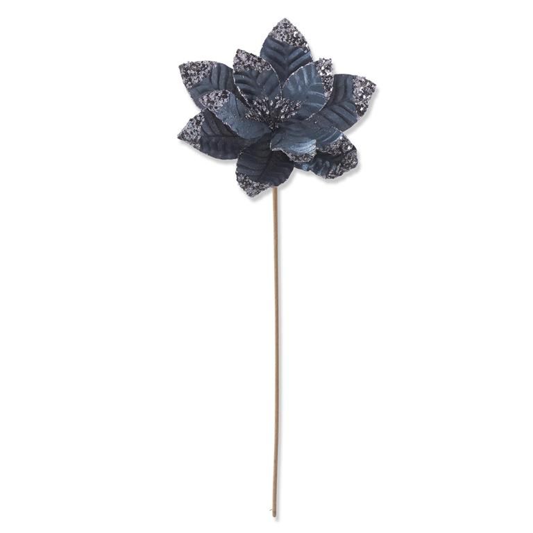 23 Inch Glittered Blue Poinsettia