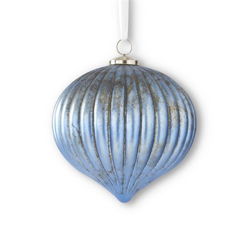8.5 Inch Blue Mercury Glass Onion Ornament