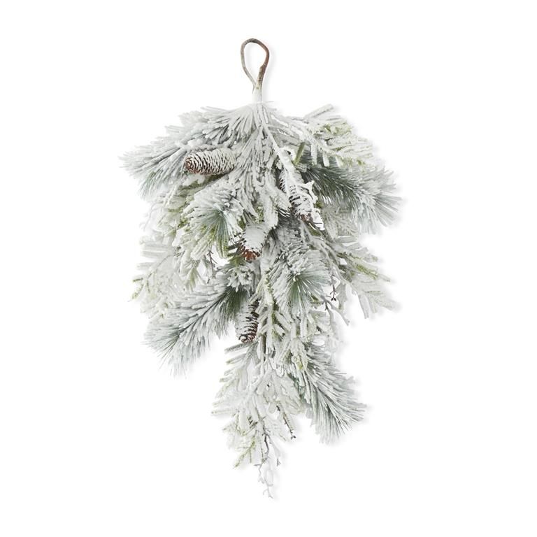 28 Inch Glittered Heavy Flocked Pine Swag