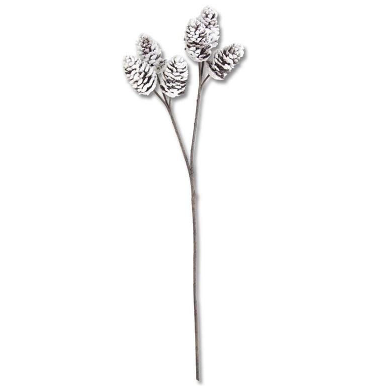 32 Inch Flocked Pinecone spray