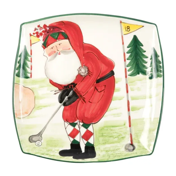 Old Saint Nick Square Platter Golfing