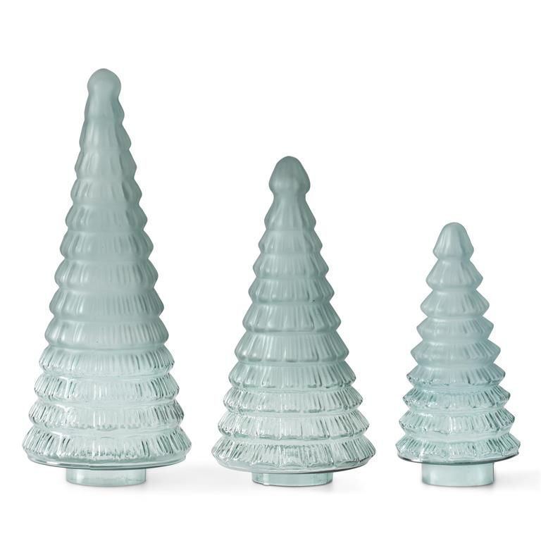 Sage Green Glass Christmas Trees
