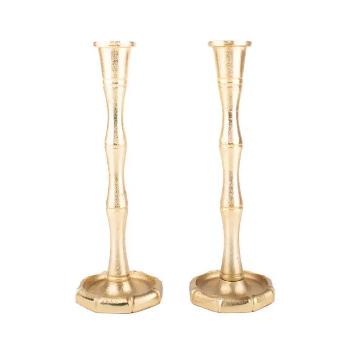 Gold Bamboo Candlestick Large