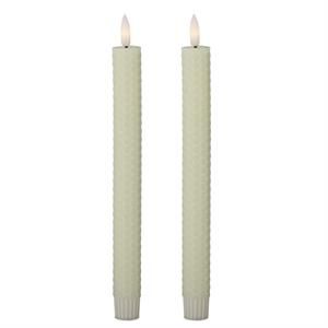 Set Of 2 Cream Honeycomb LED Taper Candles W/timer