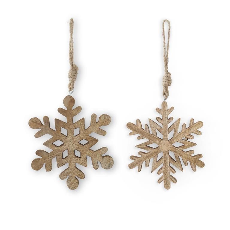 Mango Wood Snowflake Ornaments