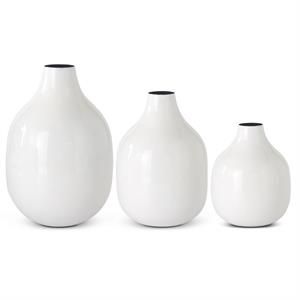 White Enameled Metal Vase