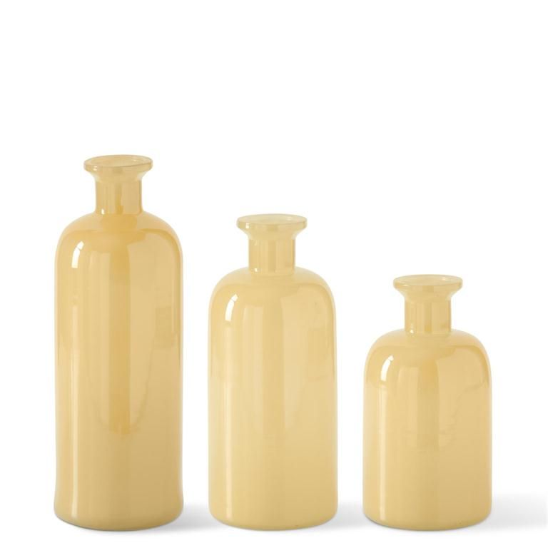 Yellow Glass Bottle Vase