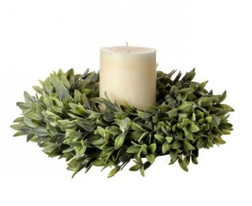 Flocked Sage Candle Ring 12 Inch