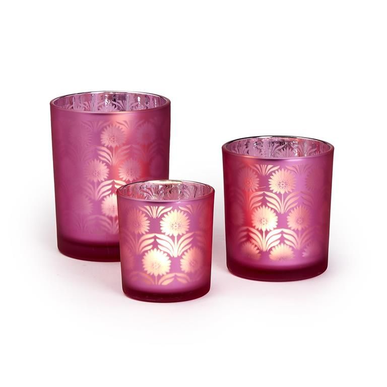 Palm Silhouette Candleholder Pink