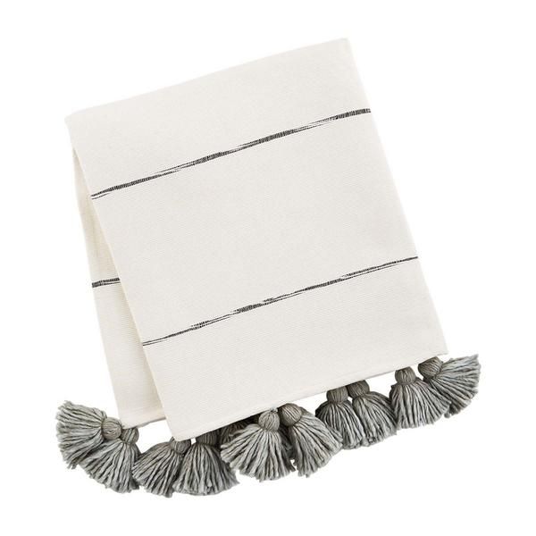 60&quot; x 50&quot; Gray Tassel Throw