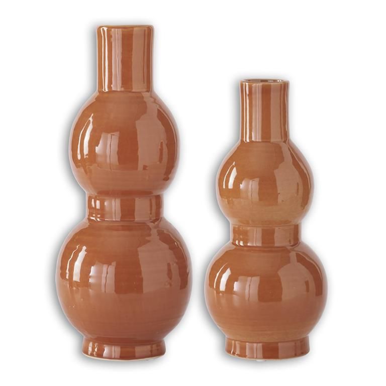 Ceramic Double Bubble Vase Orange