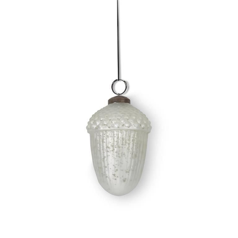 4.25 Inch White Acorn Ornament