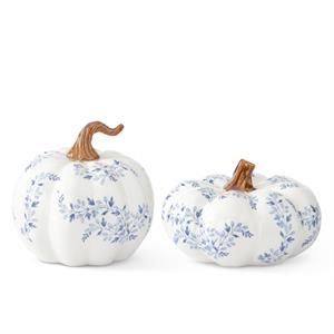 Blue Floral Ceramic Pumpkins