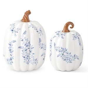 Blue Floral Ceramic Pumpkins
