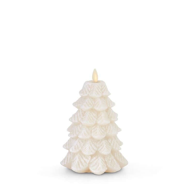 4.75 X6.5  Inch White Snowy Tree Luminara Candle