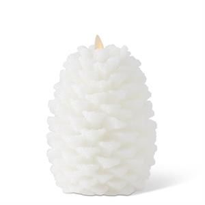 6.5 Inch White Snowy Pinecone Luminara Candle