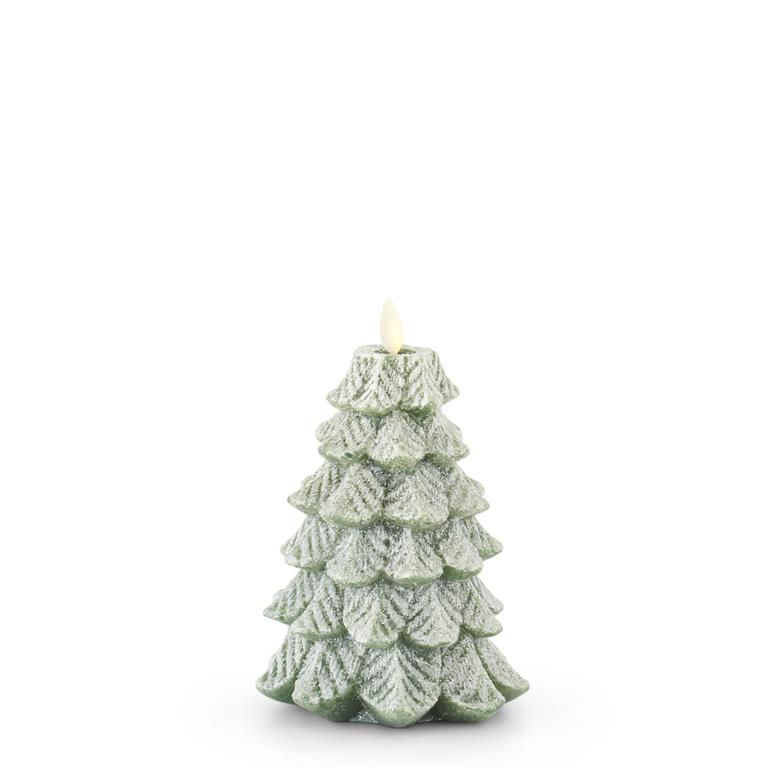 4.75x6.5 Inch Green Snowy Tree Luminara Candle